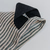 Black cotton hanging tab on linen tea towel